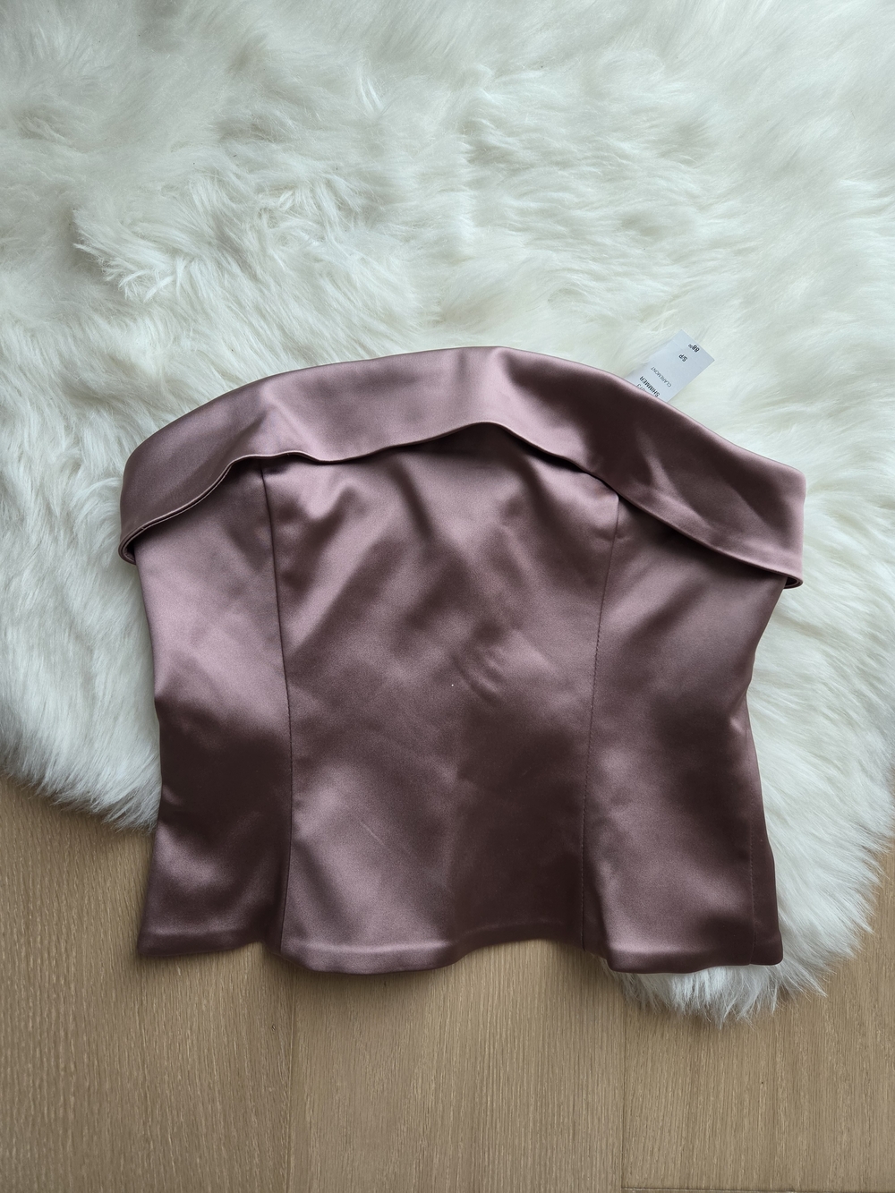 Aritzia Satin Shimmer Tube Top in Dusty Rose